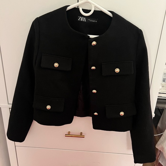Zara black cropped blazer - Picture 1 of 4